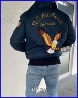 Vtg Golden's US Air Force Bomber Jacket BMTS Honor Flight Load Master Eagle Lg