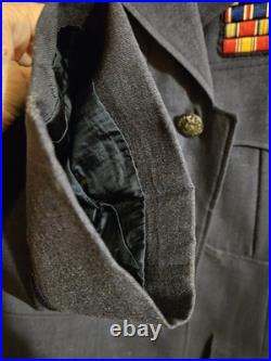 Vtg Military Jacket USAF Blue 39L Flag Bars Pockets Buttons WWII EUC 14603