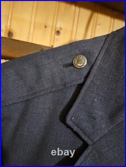 Vtg Military Jacket USAF Blue 39L Flag Bars Pockets Buttons WWII EUC 14603