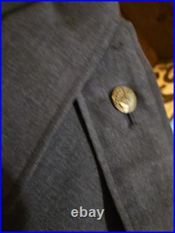 Vtg Military Jacket USAF Blue 39L Flag Bars Pockets Buttons WWII EUC 14603