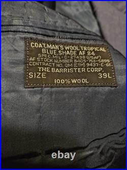 Vtg Military Jacket USAF Blue 39L Flag Bars Pockets Buttons WWII EUC 14603