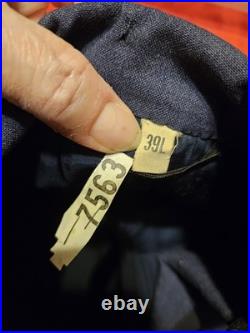 Vtg Military Jacket USAF Blue 39L Flag Bars Pockets Buttons WWII EUC 14603