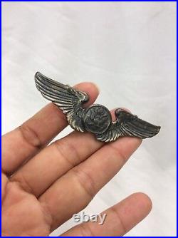 Vtg US air force sterling wings lapel pin 3 inches