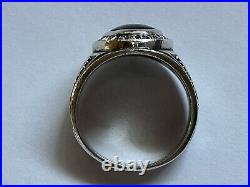 Vtg United States Air Force Sterling Silver Black Onyx Ring Sz 8.25 Star Wings