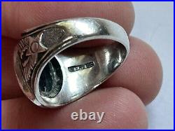 Vtg United States Air Force Sterling Silver Black Onyx Ring Sz 8.25 Star Wings