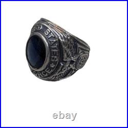 Vtg United States Air Force Sterling Silver Ring Class Style Blue Gemstone Sz 7