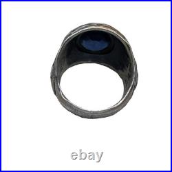 Vtg United States Air Force Sterling Silver Ring Class Style Blue Gemstone Sz 7