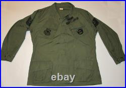 Vtg Us Army/usaf Slant Pocket Shirt! Master Sergeant/airlift/med Evac Patches! L