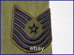 Vtg Us Army/usaf Slant Pocket Shirt! Master Sergeant/airlift/med Evac Patches! L