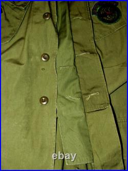 Vtg Us Army/usaf Slant Pocket Shirt! Master Sergeant/airlift/med Evac Patches! L