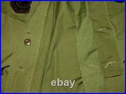 Vtg Us Army/usaf Slant Pocket Shirt! Master Sergeant/airlift/med Evac Patches! L