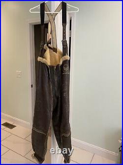 Vtg WW2 Army Air Forces Type B-1 Leather Bomber Trousers Flight Pants, Helmet, etc