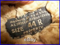 Vtg WWII WW2 AAF Army Air Force Corps B-3 Flight Flying Leather Jacket Coat