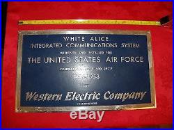 WHITE ALICE, UNITED STATES AIR FORCE, WESTERN ELECTRIC COMPANY, super rare metal