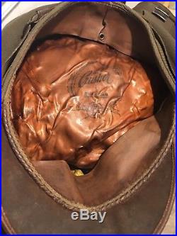 WW2 Air Force A-2 Leather jacket, officers Ike Crusher brand hat Named Group