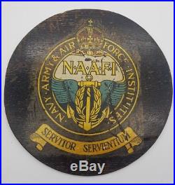 WW2 British NAAFI Navy Army & Air Force Institute Wooden Plaque Sign Authentic