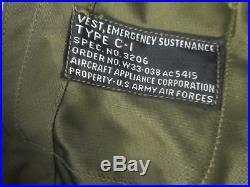 WW2 C-1 Survival Vest With Holster Army Air Force Logo Adjustable