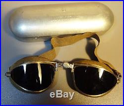 WW2 Pilot Aviator Goggles withCase US Army Air Force Navy Marine Amer Optical NR