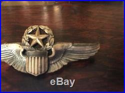 WW2 Sterling Command Pilot Wings Josten military pin Air Force AAF SILVER RARE