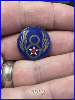 WW2 US ARMY AIR CORP 8TH FORCE ENAMEL WINGS Pin Button Medal 8 Blue Cloisonné WW2 US ARMY AIR CORP 8TH FORCE ENAMEL WINGS Pin Button Medal 8 Blue Cloisonné
