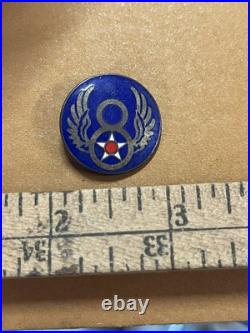 WW2 US ARMY AIR CORP 8TH FORCE ENAMEL WINGS Pin Button Medal 8 Blue Cloisonné WW2 US ARMY AIR CORP 8TH FORCE ENAMEL WINGS Pin Button Medal 8 Blue Cloisonné