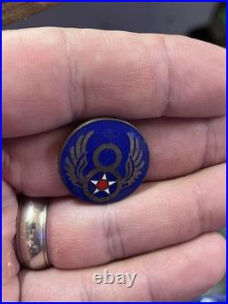 WW2 US ARMY AIR CORP 8TH FORCE ENAMEL WINGS Pin Button Medal 8 Blue Cloisonné WW2 US ARMY AIR CORP 8TH FORCE ENAMEL WINGS Pin Button Medal 8 Blue Cloisonné