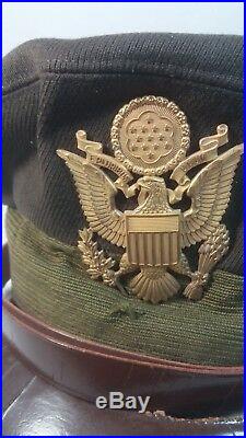 WW2 US Army Air Force AAF E-Z Cushion Pilot Officer Crusher Cap with Badge