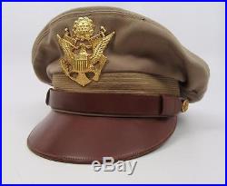 WW2 US Army Air Force Corp Officer hat NAMED flight weight uniform crusher visor