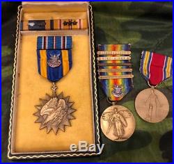 WW2 US Army Air Medal & WW1 Victory Medal w 5 Bars, WW2 Victory, Air Force