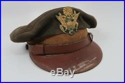 WW2 US Officer visor cap dress uniform jacket hat Army Air Force corp WWII NAMED