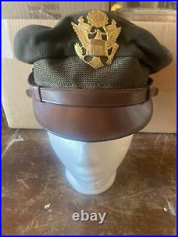 WW2 US Officer visor cap hat Army Air Force crusher pilot Bancroft Flighter Wool