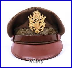WW2 US Officer visor cap uniform hat dress military Air Force corp Lewis crusher