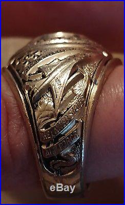 WW2 United States Air Force Ring, 10K Gold T. G. F. 1947 Lt Colonal
