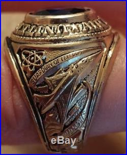 WW2 United States Air Force Ring, 10K Gold T. G. F. 1947 Lt Colonal