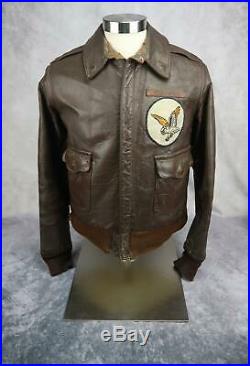 WW2 officer US Army Air Force Corp leather A2 bomber jacket USAF NAME group 38