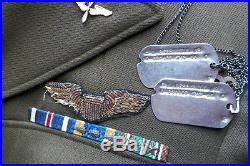 WWII 15th AIR FORCE 2nd BOMB GROUP AIR CORPS PILOT JACKET & LETTER LOT W DOGTAGS