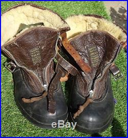 WWII 40s TYPE A-6A US ARMY AIR FORCE PILOTS WINTER FLYING BOOTS SIZE 11 & LINERS