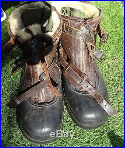 WWII 40s TYPE A-6A US ARMY AIR FORCE PILOTS WINTER FLYING BOOTS SIZE 11 & LINERS