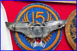WWII 459th BOMB GROUP 15th AIR FORCE With THEATER PATCHES SCARF PHOTOS WING ID +++