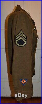 WWII 9th AAF Named Ike Jacket Army Air Force Gunners Blue Felt Air Medal Id'd