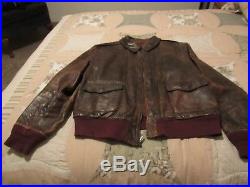 WWII A2 US Army Air Force Rough Wear Leather Flight Jacket Size 42