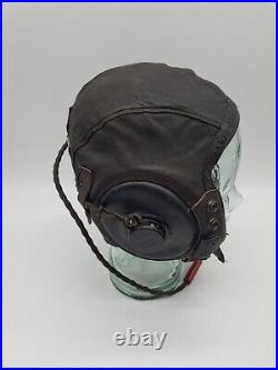 WWII Army Air Force A-11 Leather Flight Helmet w integrated ANB-H-1 headset
