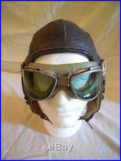 WWII Army Air Force Pilot AAF Flight A-11 Leather Helmet with MK-II Goggles