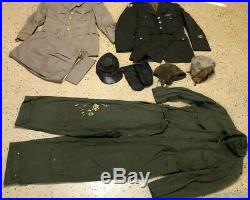 WWII Army Air Force Pilot Lot Uniforms Goggles Hats Sextant Gloves Wings Flight