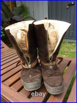 WWII British RAF Royal Air Force 1941 Pattern Irvin Flying Bomber Boots, Size 9