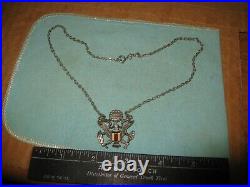 WWII E. Pluribus Unum US Eagle Sweetheart Necklace Red White Blue ART VERY RARE