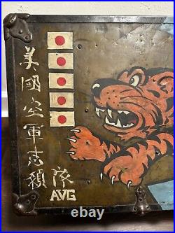 WWII Painted Flying Tigers Style US Air Force Trunk