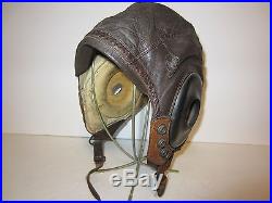 WWII UNITED STATES ARMY AIR FORCE LEATHER HELMENT TYPE A-11 EXTRA LARGE