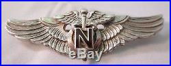 WWII US ARMY AIR FORCE MILITARY STERLING SILVER WING FLIGHT NURSE INSIGNIA PIN