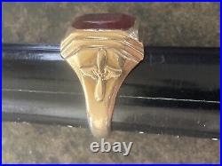 WWII US Air Corps 14K Gold Ring 8th Air Force 493rd Bomb Group Named Ring Size 8